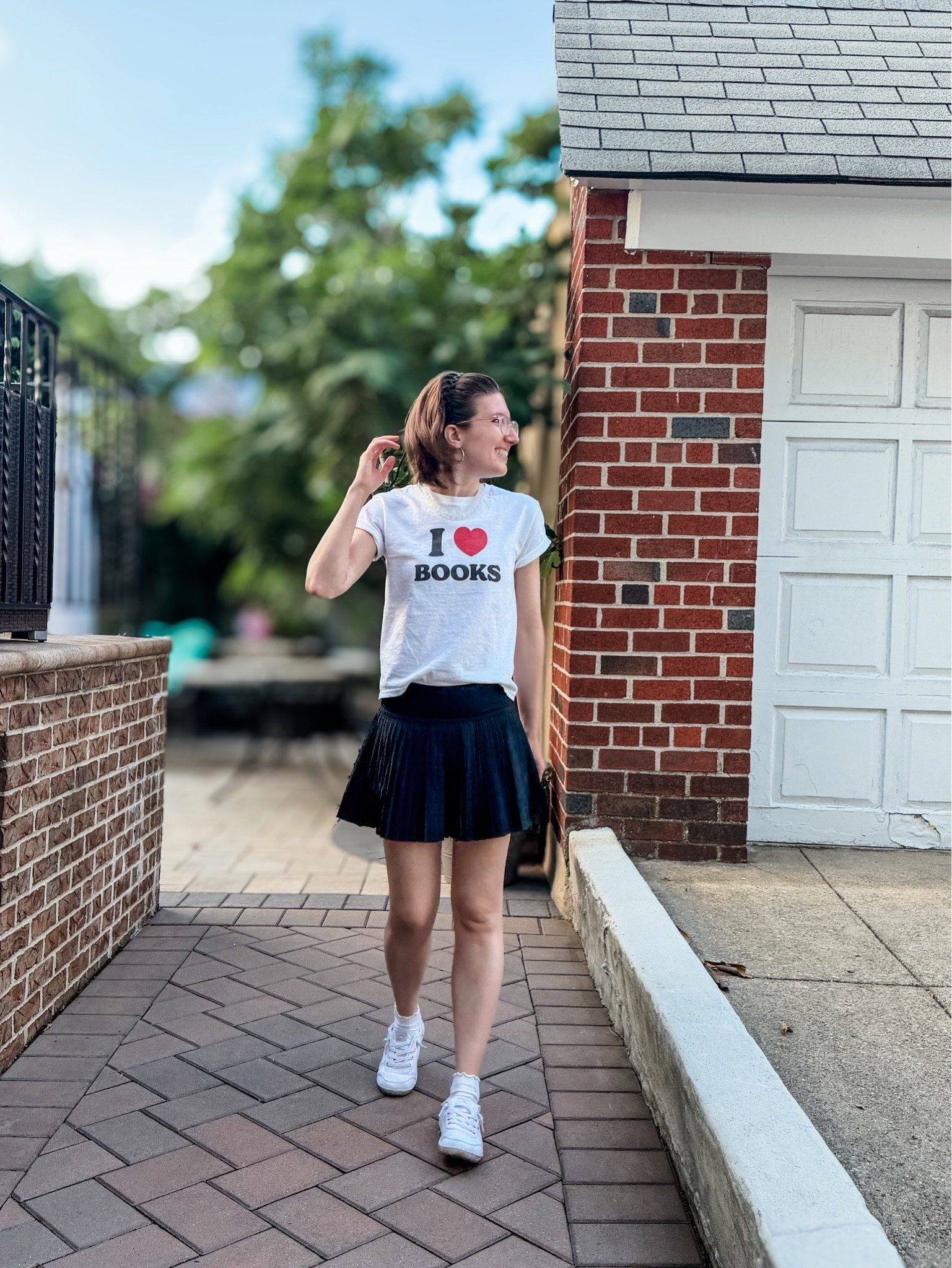 Books tee: I sized up 1, wearing a size small
Pleated skort: lined similar 
Sneakers: TTS

#LTKootd #LTKdayinmylife #LTKSaleAlert