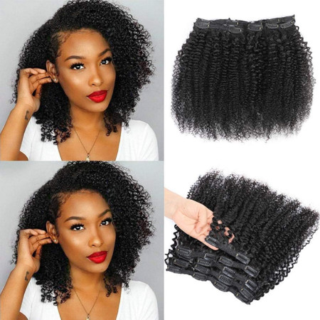 Black women natural hair clip curlers human hair 3c 4a black girl curlers seamless invisible three weft | Walmart (US)