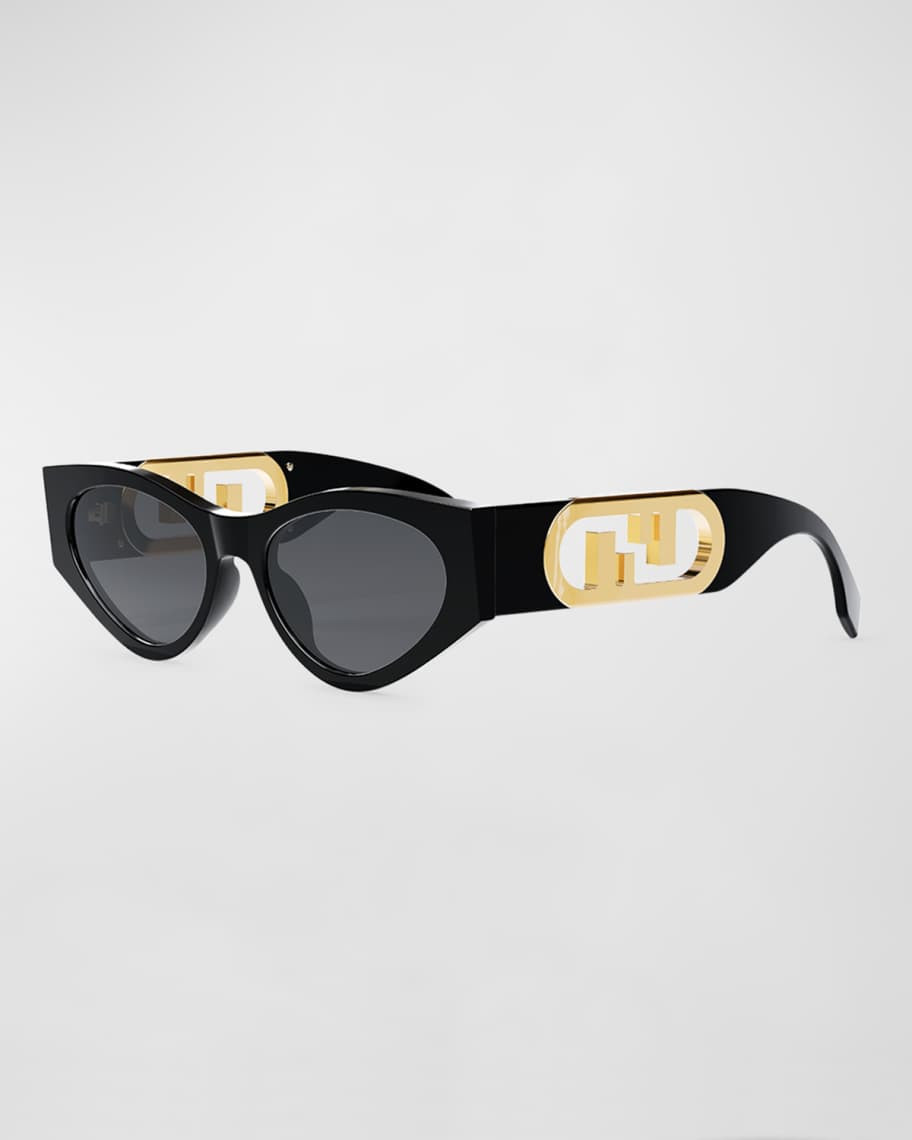 Fendi FF Cutout Oval Acetate Sunglasses | Neiman Marcus