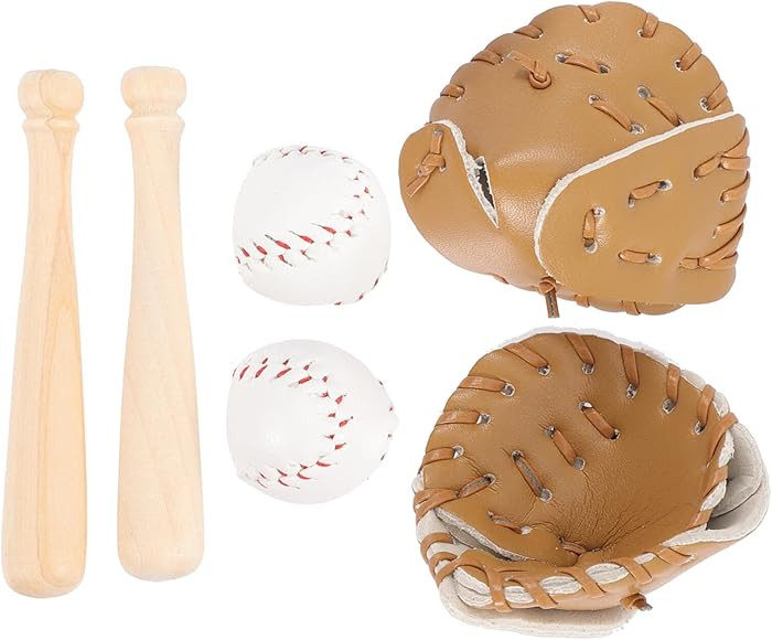 2 Sets Miniature Baseball Bats Gloves Kit Simulation Baseball Model Toys Mini Sports Baseball Bat... | Amazon (US)
