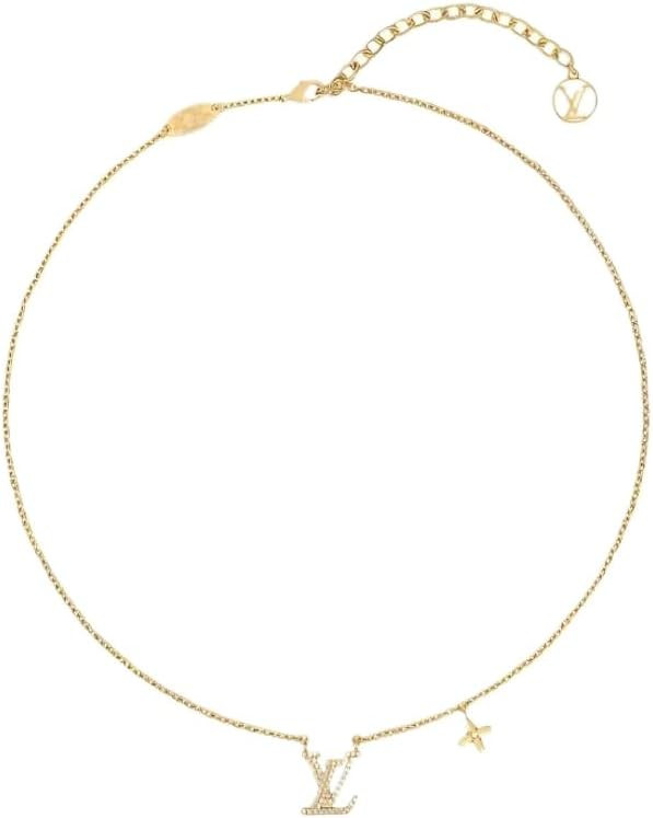 Dyale Designer Gold Chain Necklace with Pink Monogram Logo and Butterfly Charm, 18K Gold Plated | Amazon (US)
