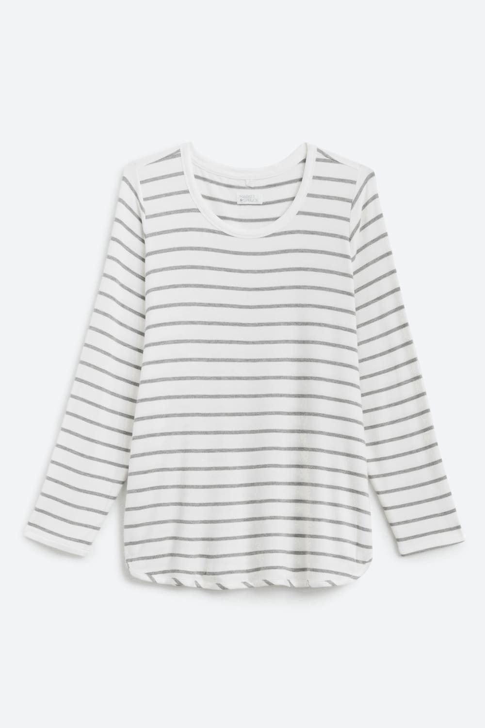 Zansia Curved Hem French Terry Knit Top | Stitch Fix