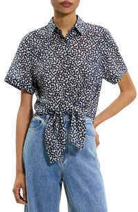 Click for more info about Theory Geometric Tie Front Button-Up Shirt | Nordstrom