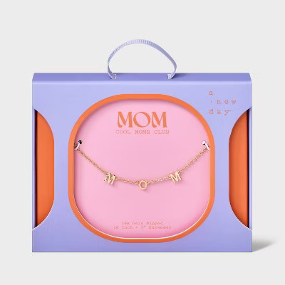 14K Gold Dipped "Mom" Station Necklace - A New Day™ Gold | Target