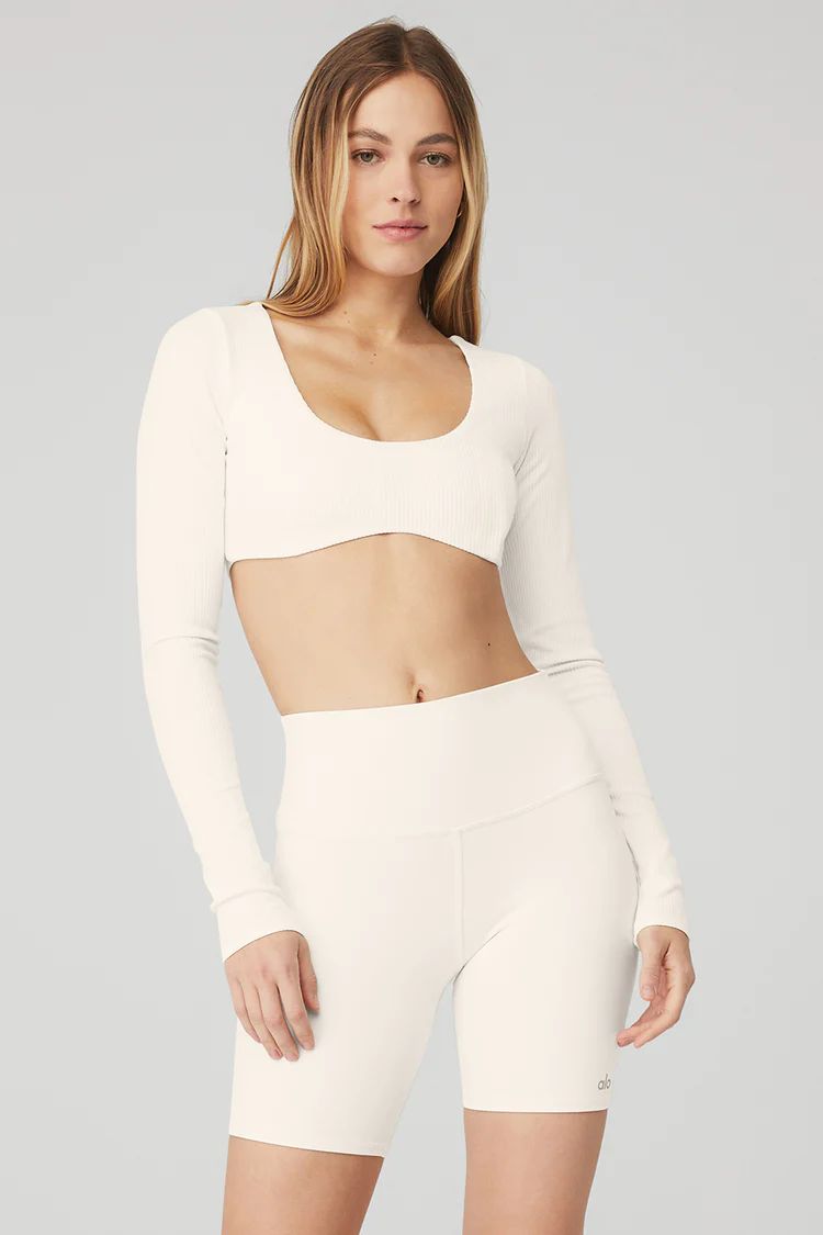 Ribbed Defined Long Sleeve Bra | Alo Yoga