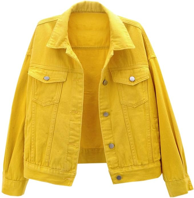 LifeShe Women's Basic Button Down Denim Jean Jacket Coat | Amazon (US)