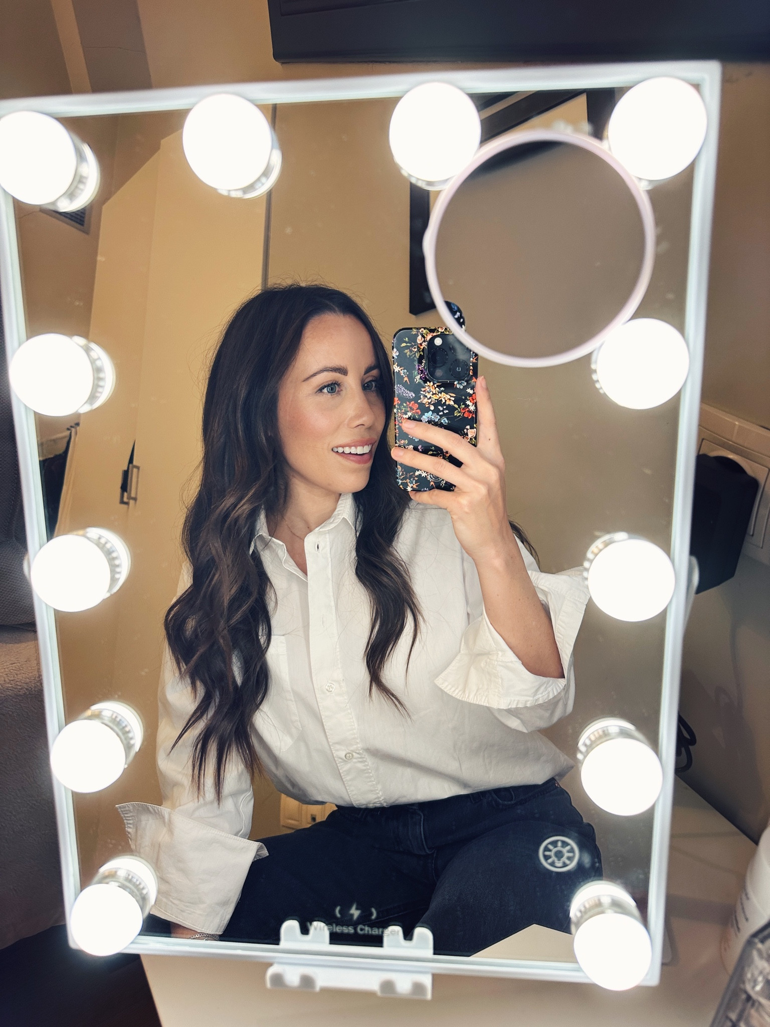 My Amazon Prime Day purchase! Currently asking myself what took me so long to get myself something so useful?! With these autumn/winter mornings being darker, I need all the light when getting ready in the morning 💄 and this #vanitymirror comes with three light settings (natural/warm/cool), a Bluetooth speaker, a little shelf to set phone on, wireless phone charging, and a magnified mirror! Plus I love that I can tilt it - because I was between this one and one that was larger and upright. Either way, if you don’t have one, it’s a game changer! 💡✨
•
#gamechanger #primeday #primedaypurchase #amazonprime #mirror #ledmirror #vanity #mua #getready #makeup 

#LTKeurope #LTKbeauty #LTKhome