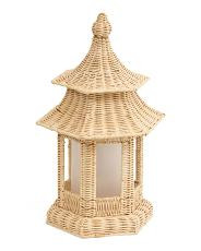 10x17.5 Rattan Rechargeable Cordless Lantern | TJ Maxx