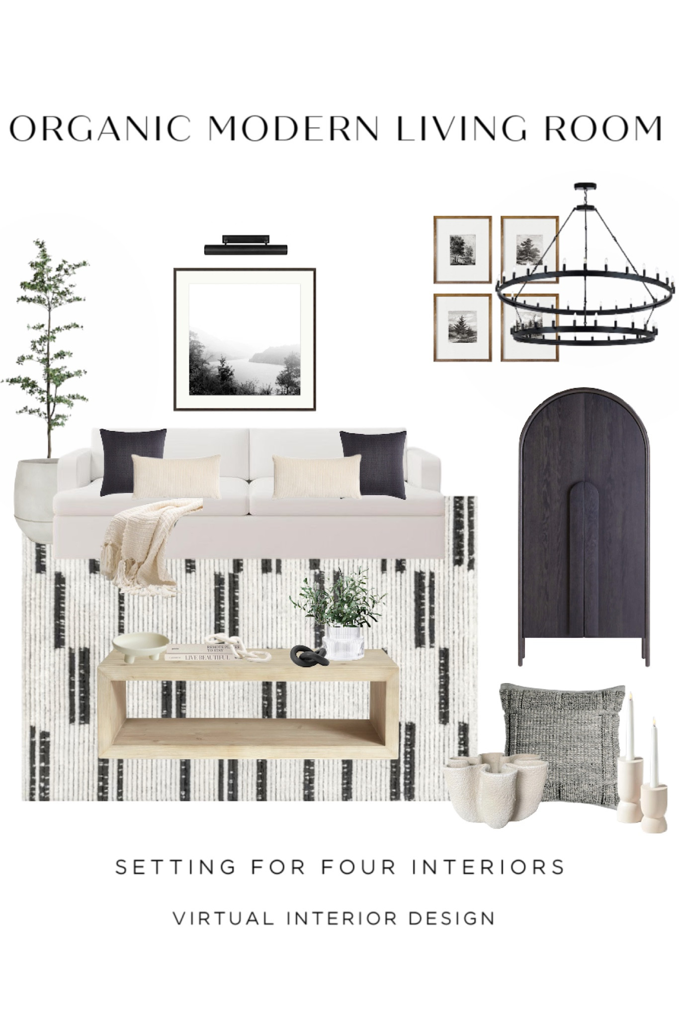 Organic modern living room furniture and decor. This chandelier and rug are such a great price!

Amazon home, found it on Amazon, neutral, wood, black, white, art, rug, sale, pottery barn, faux olive tree, decor, pillow, coffee table, black cabinet, plant pot, planter, candle holders, accents, bowl, McGee, crate & barrel

#LTKhome #LTKsalealert #LTKunder50