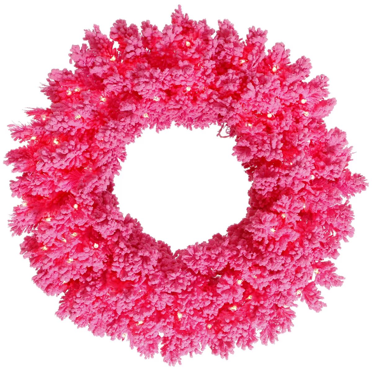 Vickerman Flocked Pink Artificial Christmas Wreath | Target