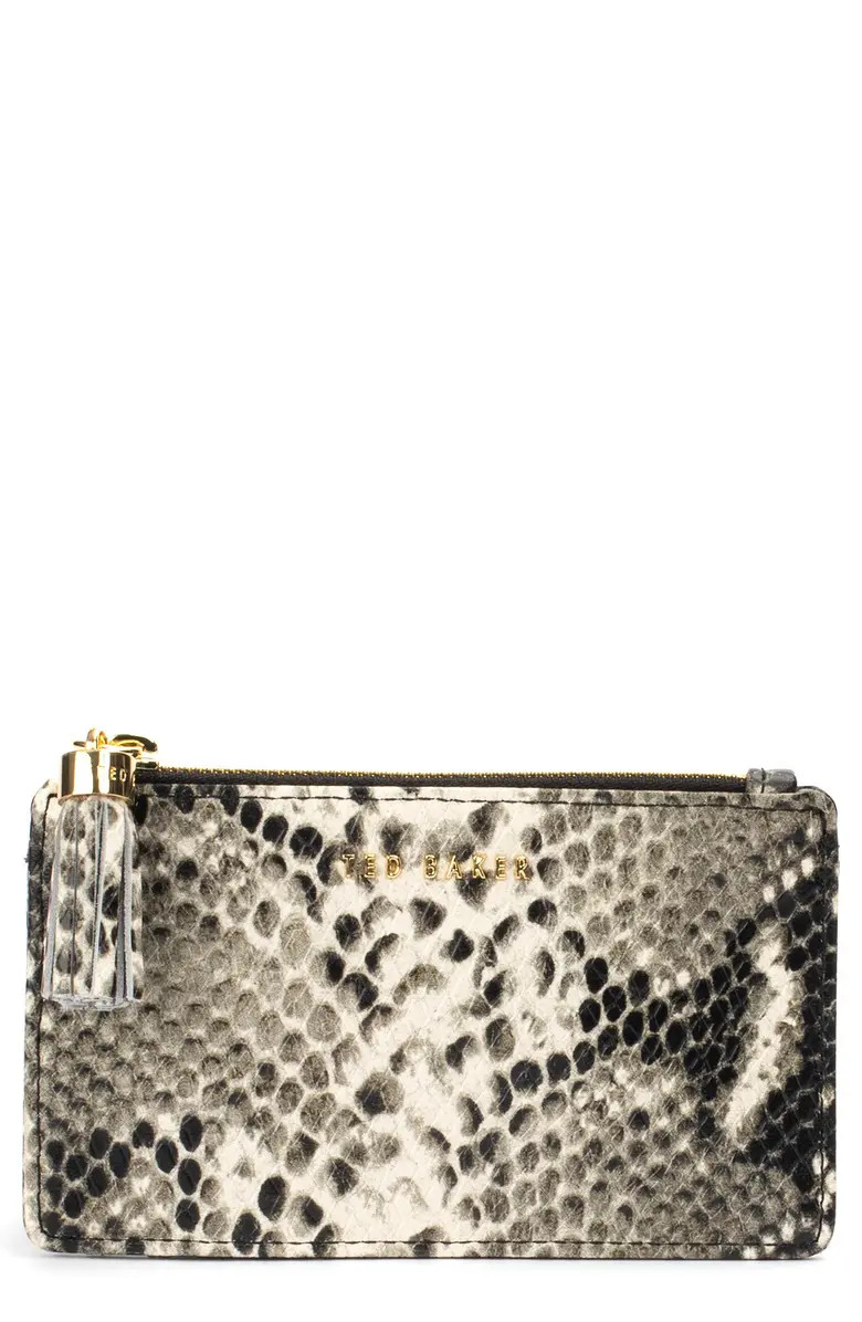 Kaislee Exotic Tassel Zip Leather Card Holder | Nordstrom
