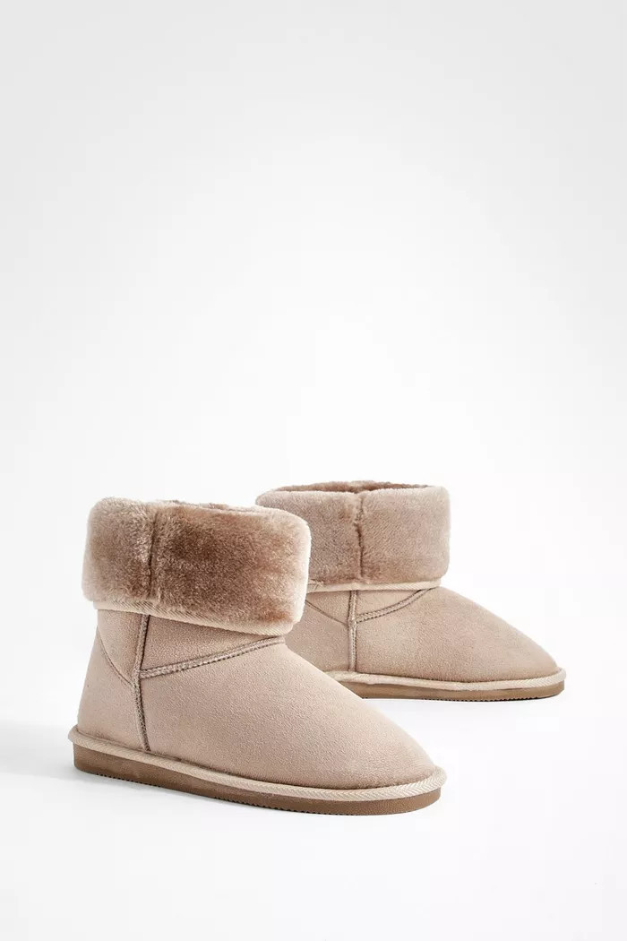 Fur Foldover Cosy Boots | Boohoo.com (UK & IE)