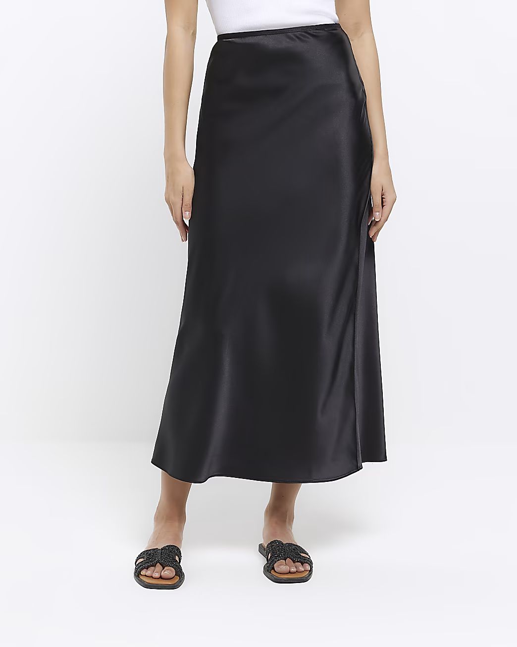 Black satin maxi skirt | River Island (UK & IE)