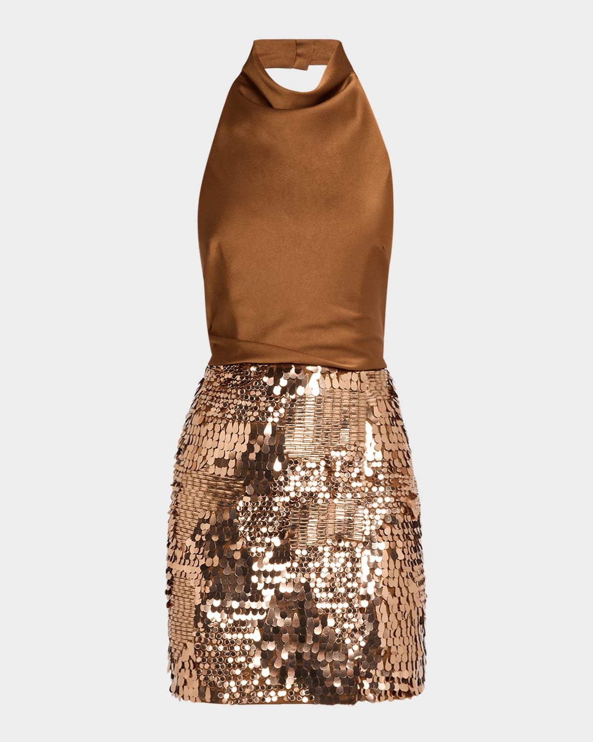 Sequin Combo Halter Mini Dress | Neiman Marcus