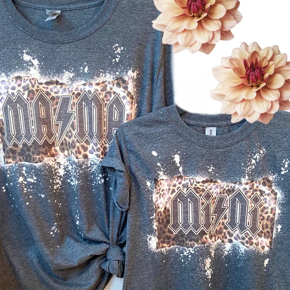 Mama and Mini rock style shirt Mama Mini bleached shirt Mama | Etsy | Etsy (US)