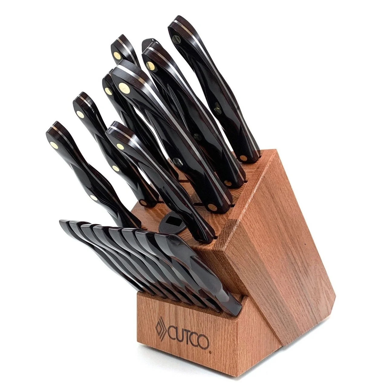 Cutco 1374607 19 Pc Kitchen Knife Set Cherry Wood Stand, Classic Dark Brown | Walmart (US)