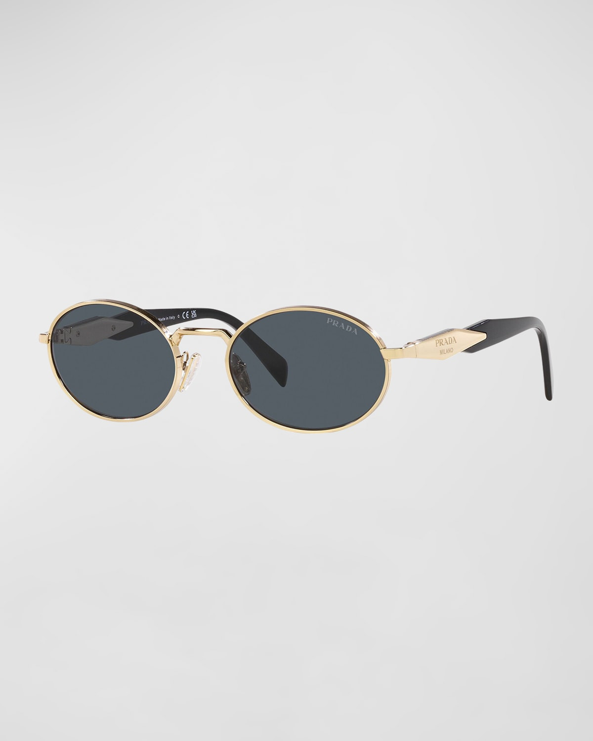 Engraved Logo Metal & Plastic Oval Sunglasses | Neiman Marcus