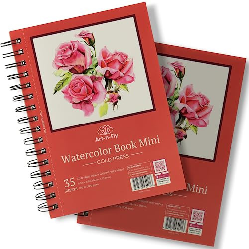 Art-n-Fly 5.5 x 8.5 in Watercolor Sketchpad Mini Book - 2 Pack x 35 Sheets Each- Spiral Bound and Microperforated - 300gsm / 140lb 8.5x5.5' | Amazon (US)