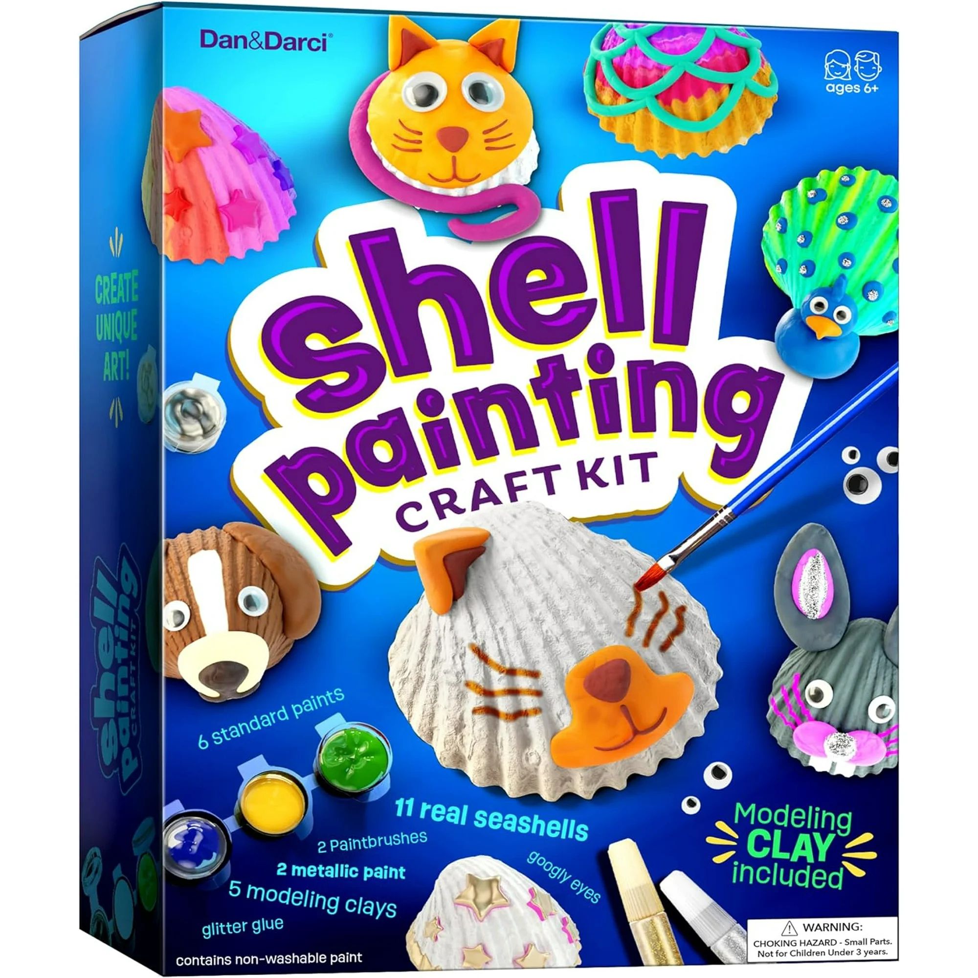 Dan&Darci Kids Sea Shell Painting Kit - Fun Arts & Crafts Gifts for Boys and Girls - Craft Activi... | Walmart (US)