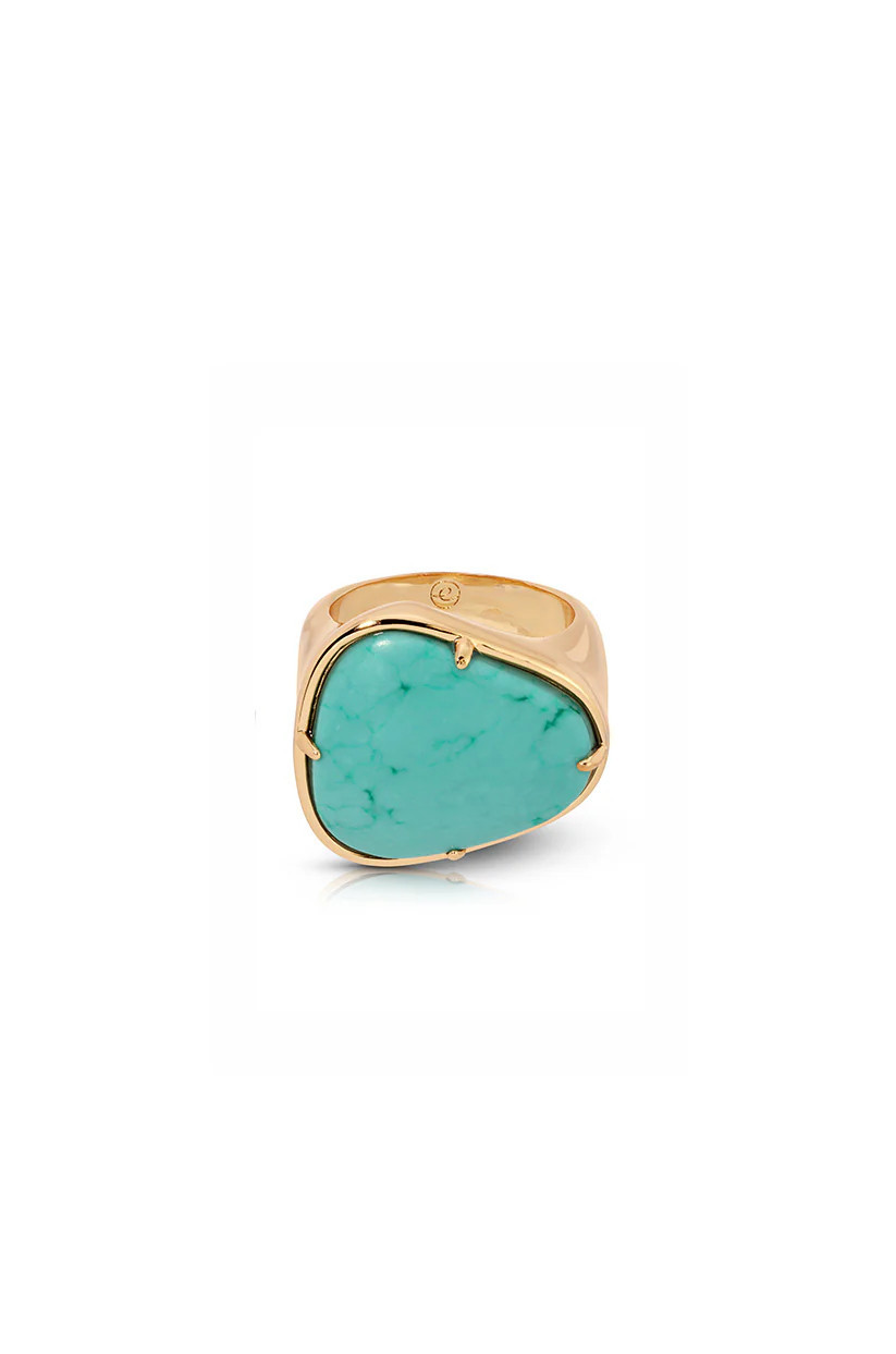 Turquoise Solstice Ring - Turquoise with 18k Gold Plating / 5 | Ettika