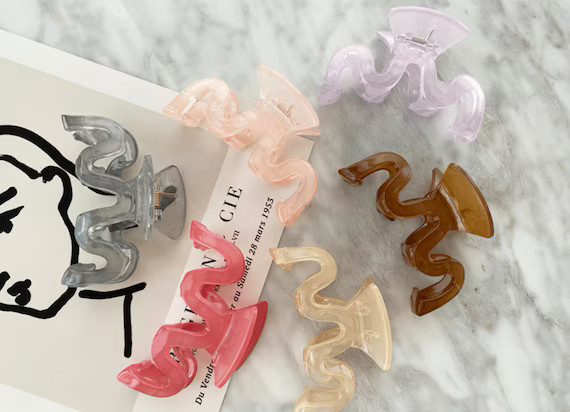 3-PACK Wavy Hair Clips Translucent Hair Claw Acrylic Hair | Etsy | Etsy (US)