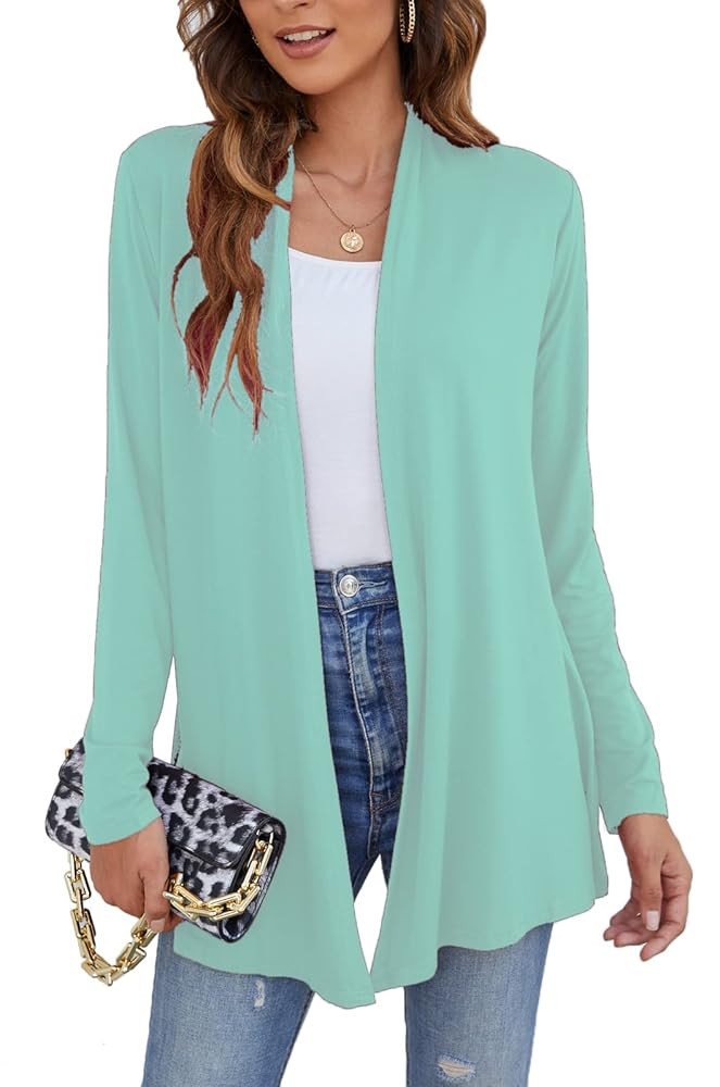 Ladlop Women's Lightweight Open Front Cardigans Long Sleeve Casual Soft Drape Fall Cardigan | Amazon (US)