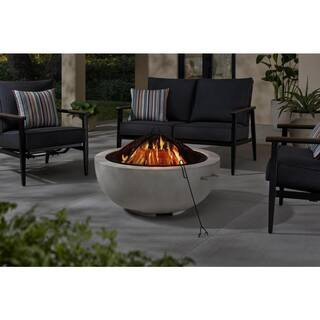 Forestbrook 36 in. x 20.75 in. Round Outdoor Concrete Wood Burning Fire Pit | The Home Depot