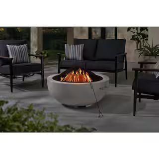 Hampton Bay Forestbrook 36 in. x 20.75 in. Round Outdoor Concrete Wood Burning Fire Pit FP20902 -... | The Home Depot