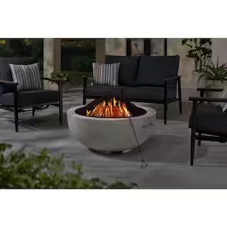 Hampton Bay Forestbrook 36 in. x 20.75 in. Round Outdoor Concrete Wood Burning Fire Pit FP20902 -... | The Home Depot