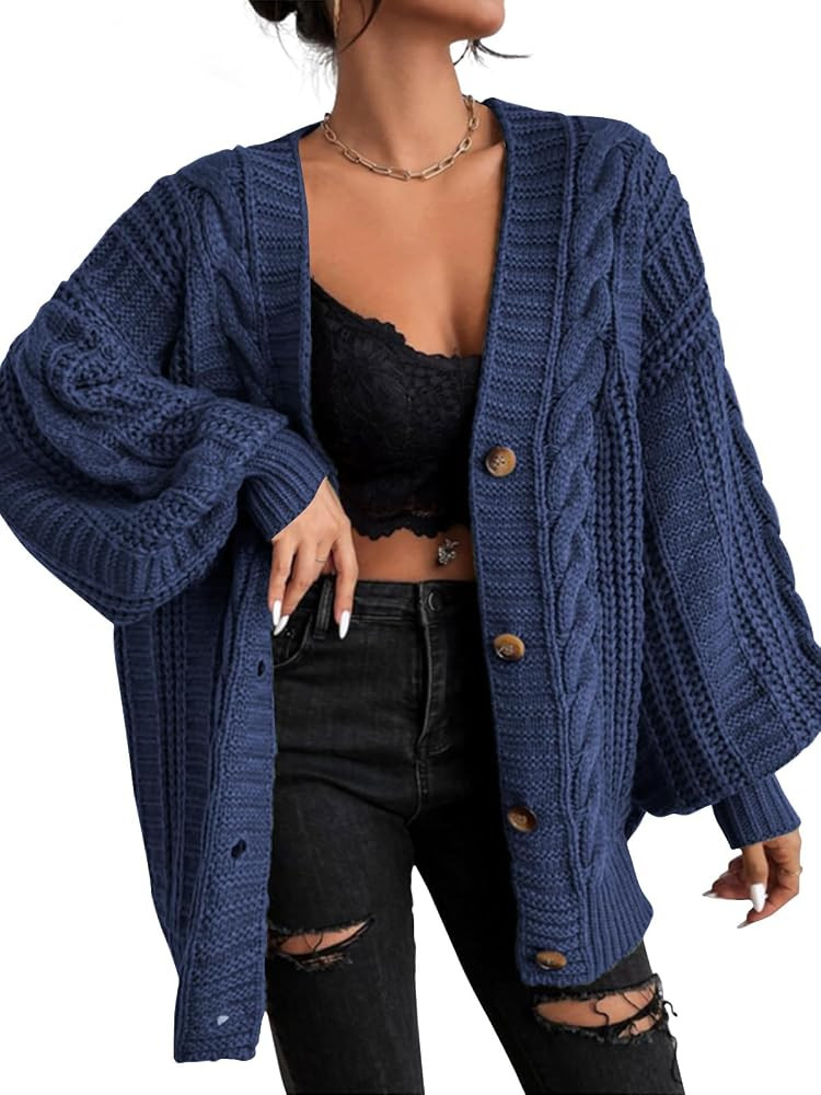 EXLURA Womens 2026 Oversized Cardigan Sweaters Fall Winter Lightweight Soft Knit Cardigan Open Fr... | Amazon (US)