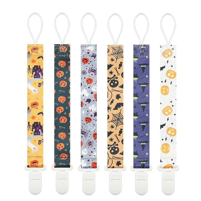 Halloween Pacifier Clips, 6 Pack Binkie Paci Holder Clips for Boys and Girls Fits for Most Pacifi... | Amazon (US)