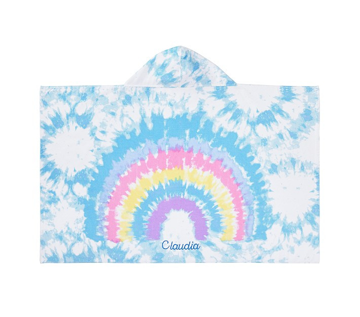 Rainbow Tie-Dye Kid Beach Hooded Towel | Pottery Barn Kids