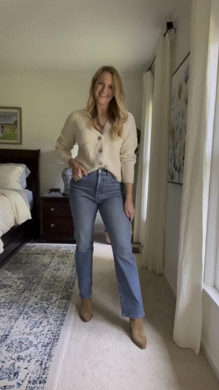 Casual, cozy outfit for thanksgiving or the holidays. 

Button up cardigan is super soft. I sized down one from my true size. Currently sold out but similar options linked and on sale

Straight leg blue jeans have a great fit & classic style. I sized down one from my true size and love the fit! 30% off this weekend

Paired with western booties in my true size

Fall outfit idea

#LTKHoliday #LTKsalealert #LTKSeasonal