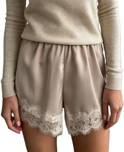 Women Lace Satin Shorts Silk Y2k Elastic Waist Mini Shorts Coquette Aesthetic Boxer Slip Pettipan... | Amazon (US)
