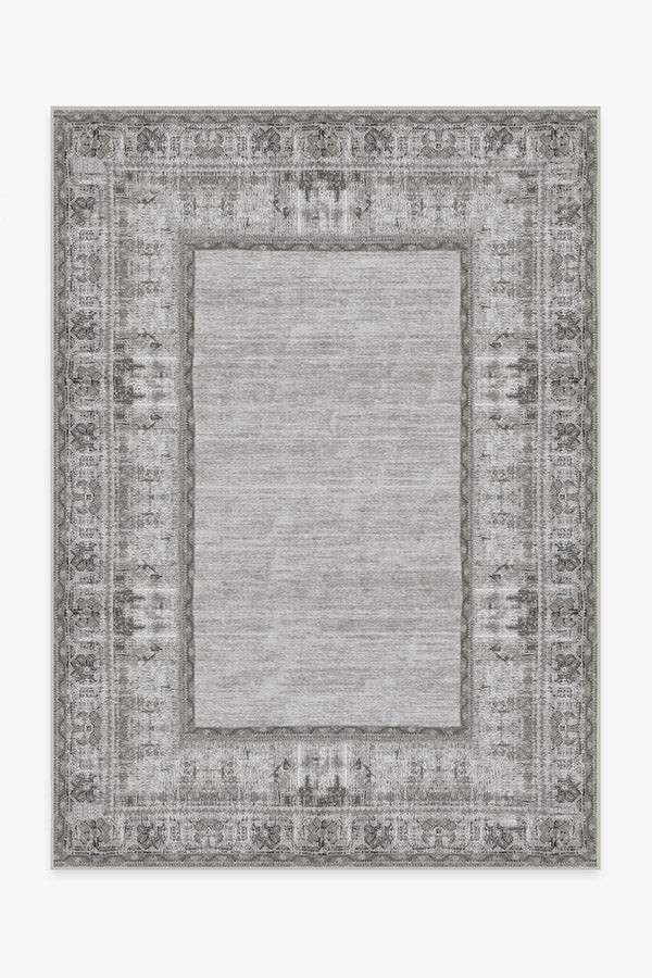 Vintage Daisy Bordered Grey Rug | Ruggable
