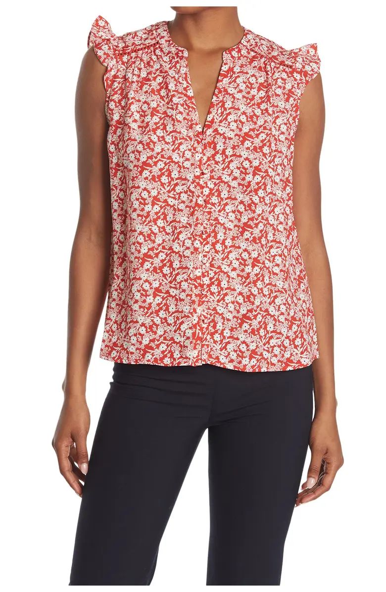 Ruffle Cap Sleeve Lattice Cutout Top | Nordstrom Rack