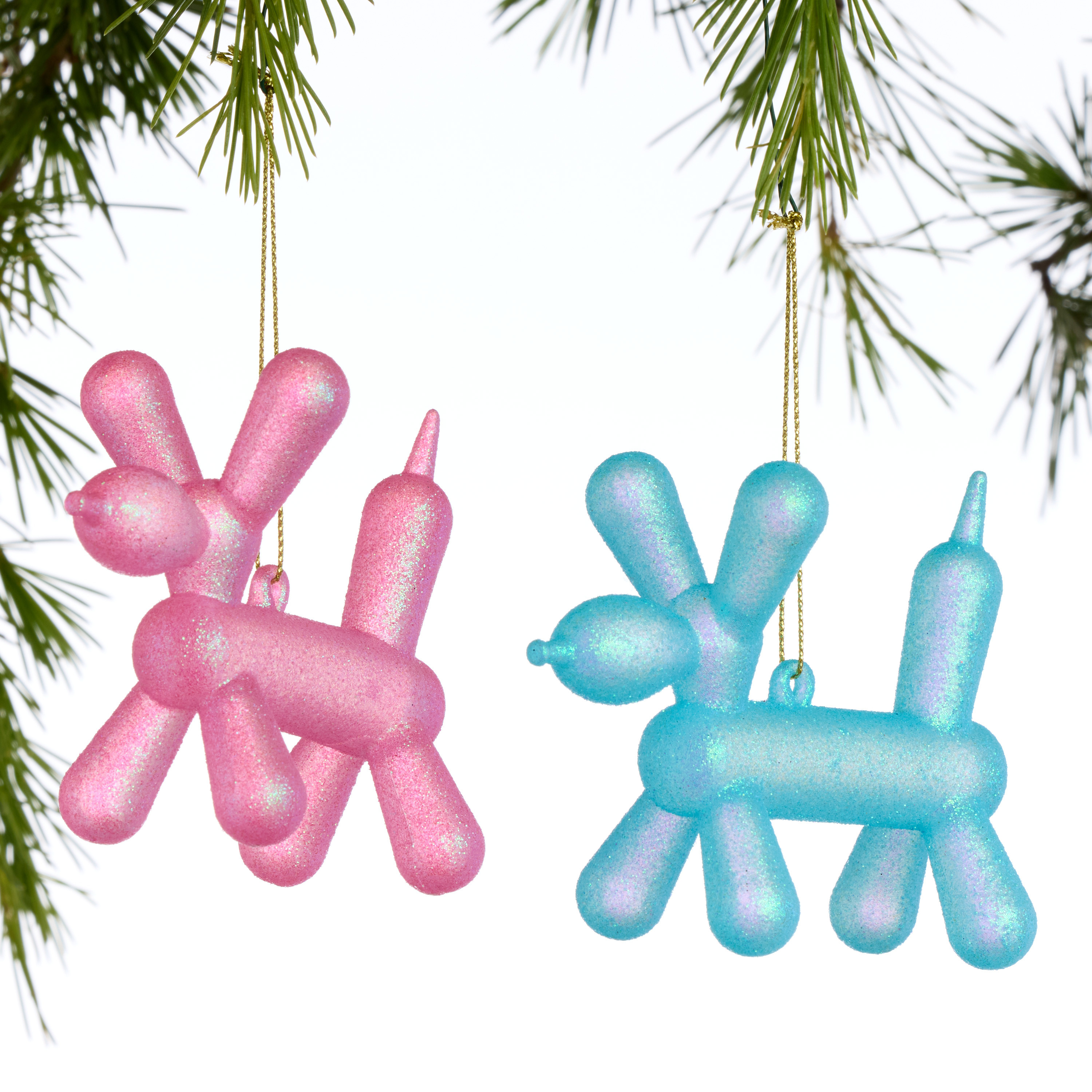 Glitter Balloon Animal Dog Ornaments Set of 2 | World Market