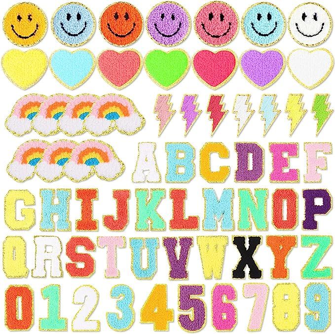 64 Pcs Iron on Patches for Clothing Chenille Patches Iron on Number Patches Letter Sew Iron on Pa... | Amazon (US)
