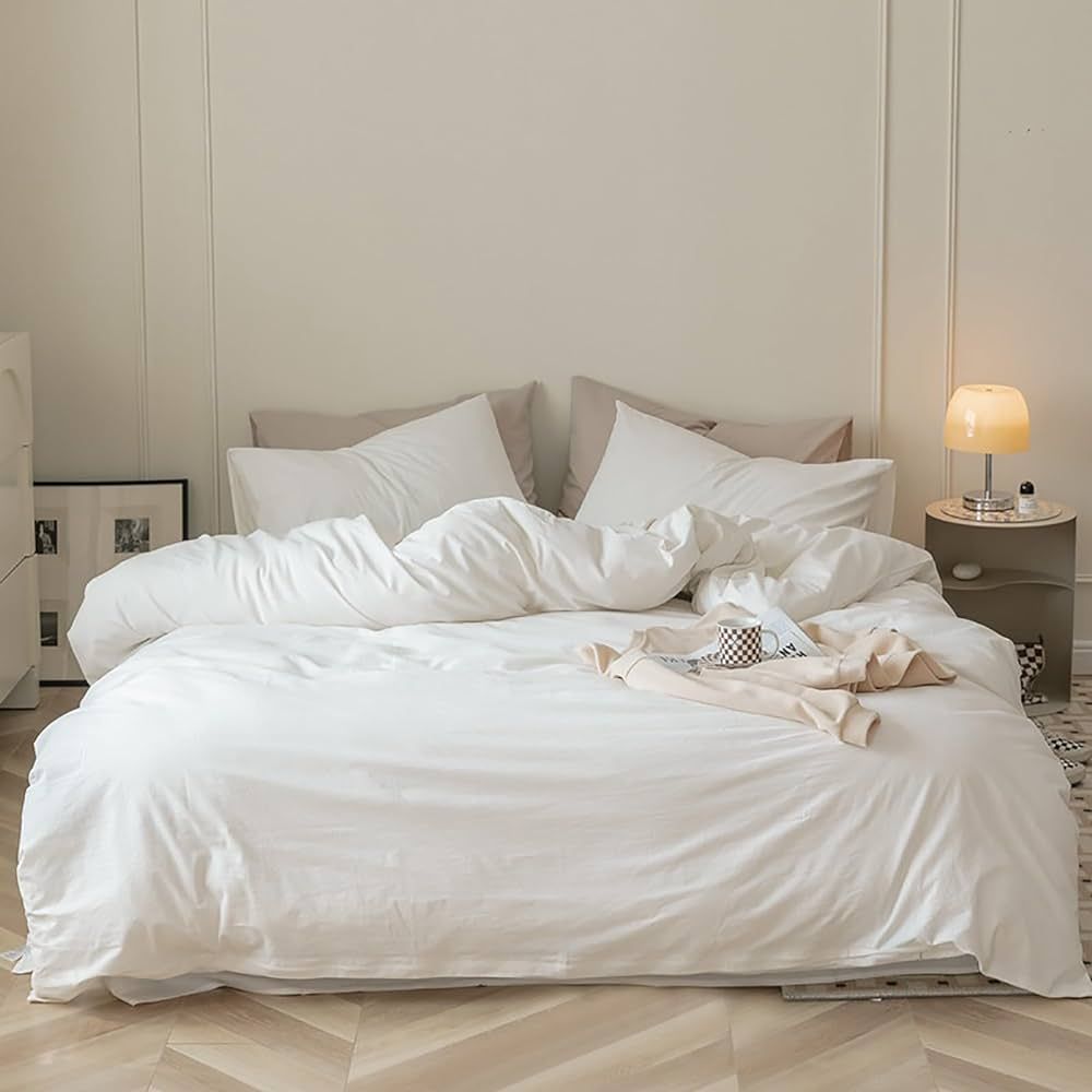 Luxlovery King White Comforter Set Plain White Bedding Comforter Set Solid White King Bed Size Co... | Amazon (US)