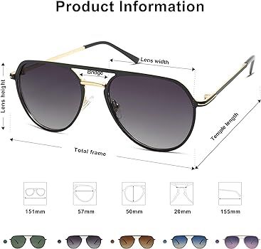 SOJOS Trendy Aviator Polarized Sunglasses for Women Men Retro Shades Classic Metal Sun Glasses SJ... | Amazon (US)