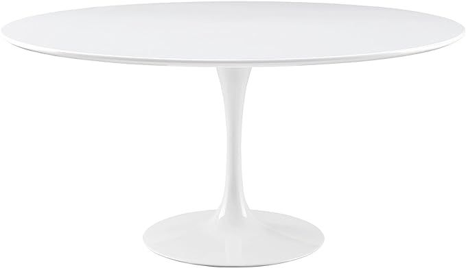 Modway Lippa 60" Mid-Century Modern Dining Table with Round Top and Pedestal Base in White | Amazon (US)