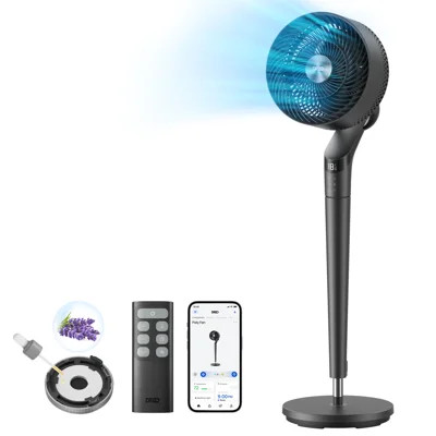 Dreo 8 In. Smart Pedestal Floor Fan With Remote, 9 Speeds, 20 Db Quiet, 120° 3d Oscillation, 38"-42" Adjustable Height Grey | Wayfair North America