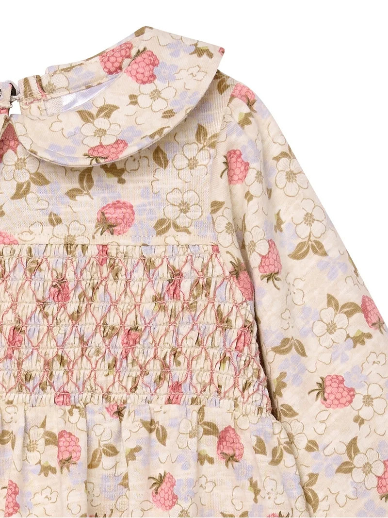 Modern Moments by Gerber Baby Girl Smocked Long Sleeve Bubble Romper, Sizes 0/3 Months - 24 Month... | Walmart (US)