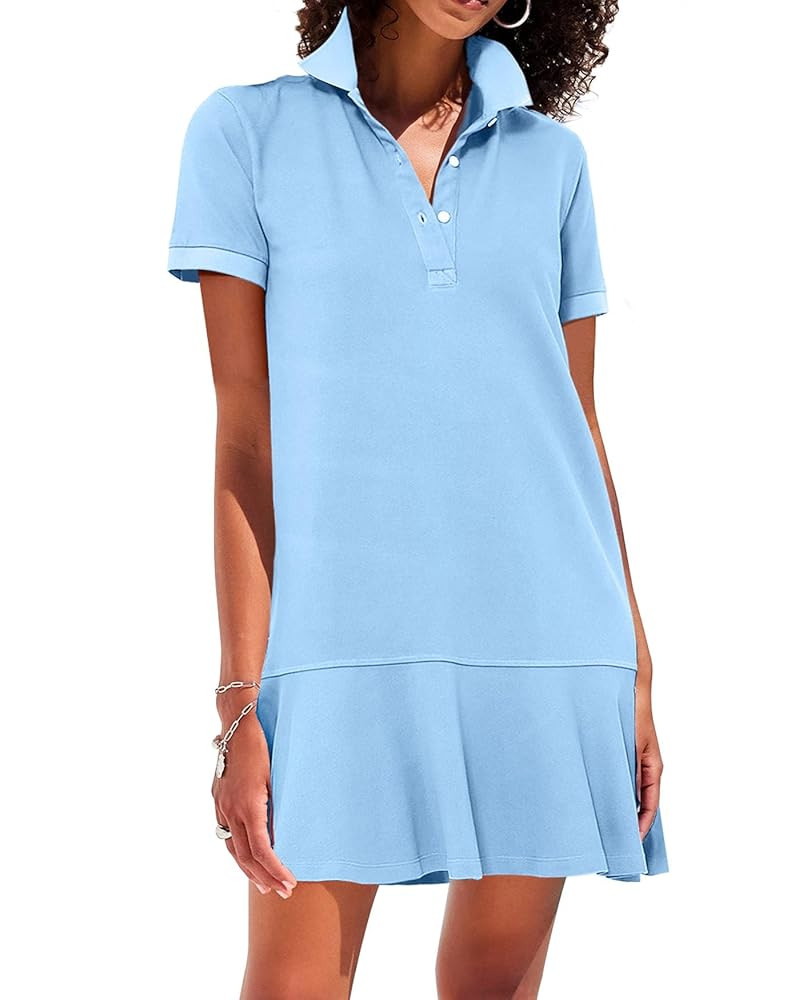 Women's Polo Dress Short Sleeve Ruffle Hem Golf Tennis Summer Mini Dresses | Amazon (US)