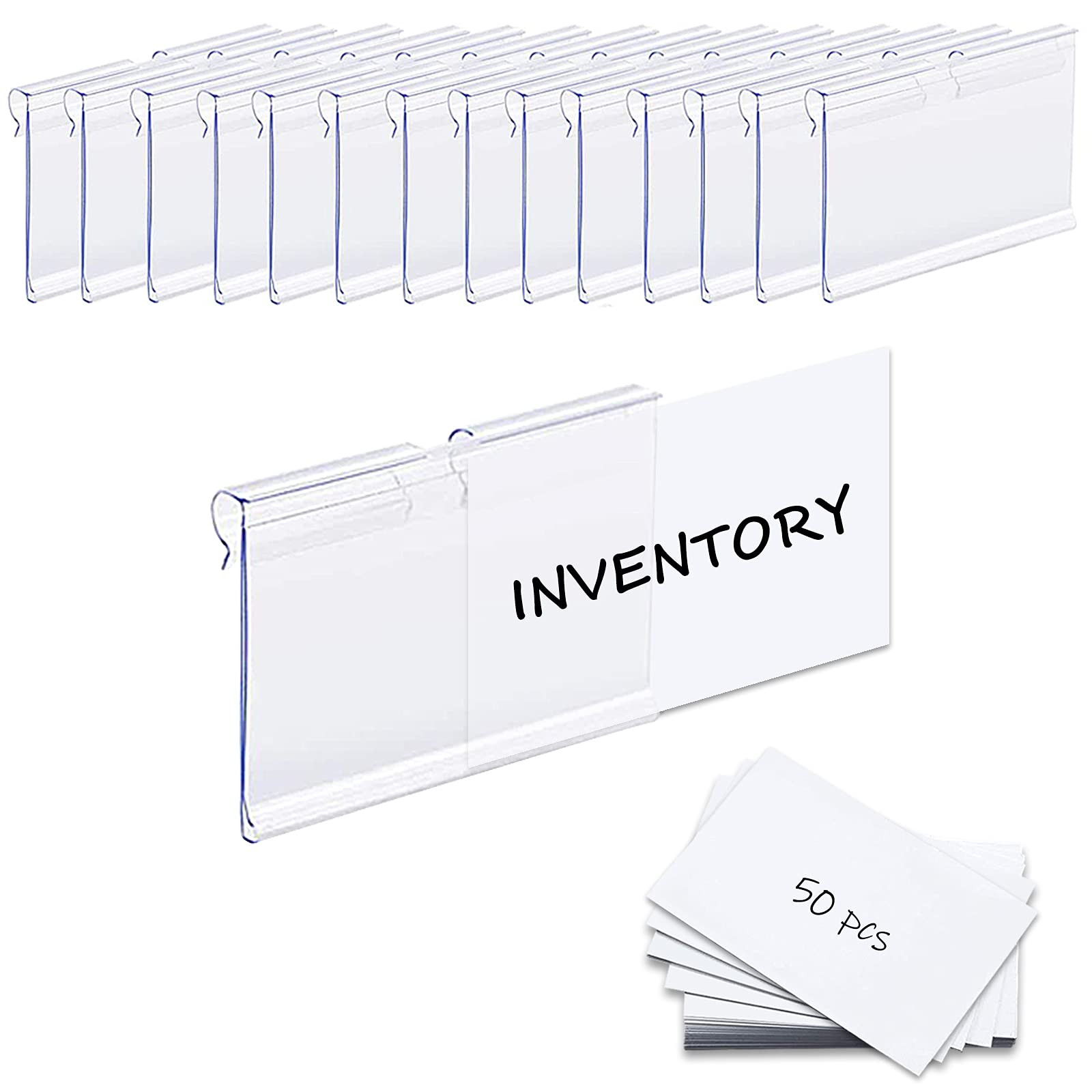50PCS Basket Bin Labels Clip On,ChanQnTon Clear Plastic Labels for Storage Bins, Wire Shelf Price... | Amazon (US)