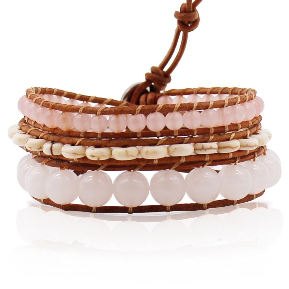 Pink Stone Beads on Natural | Victoria Emerson