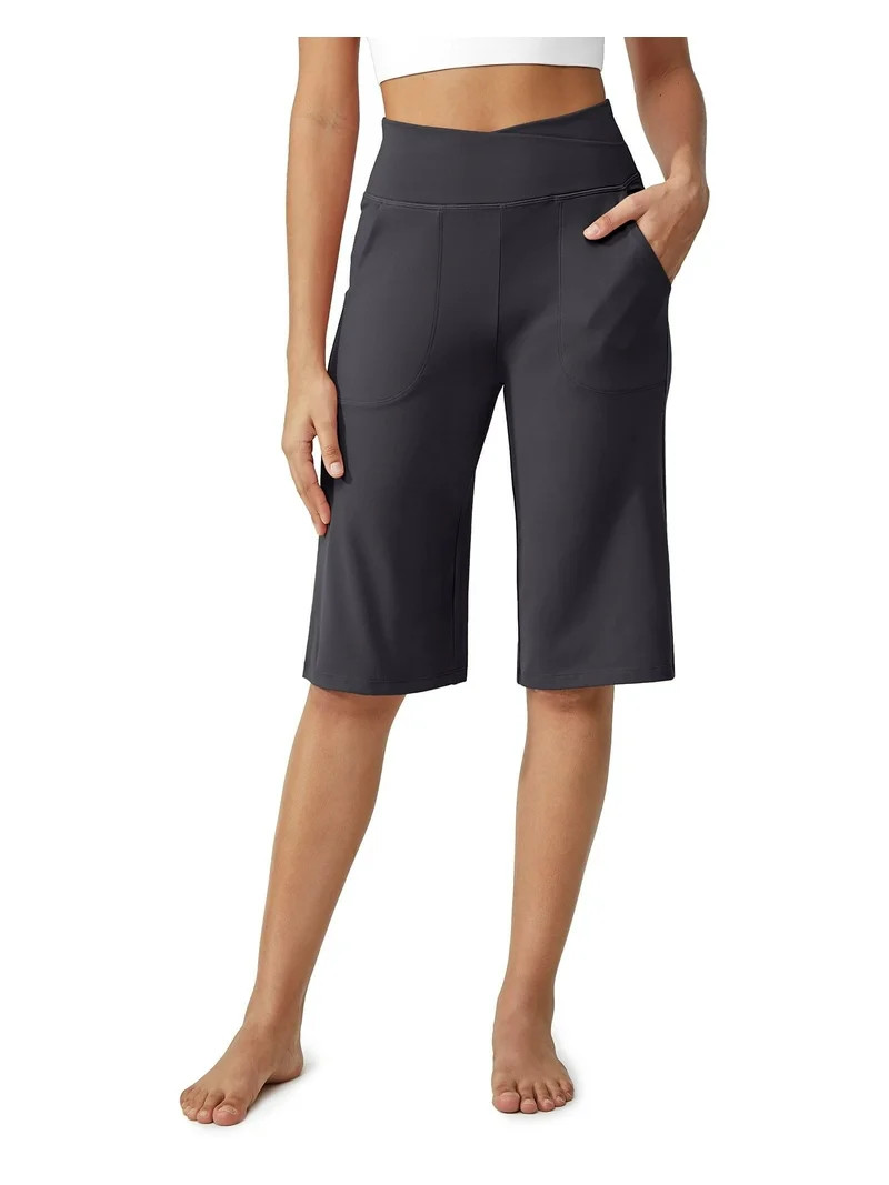 G4Free Capri Pants for Women 14" Knee Length Wide Leg Yoga Capris Dressy Casual Summer Crop Pants... | Walmart (US)