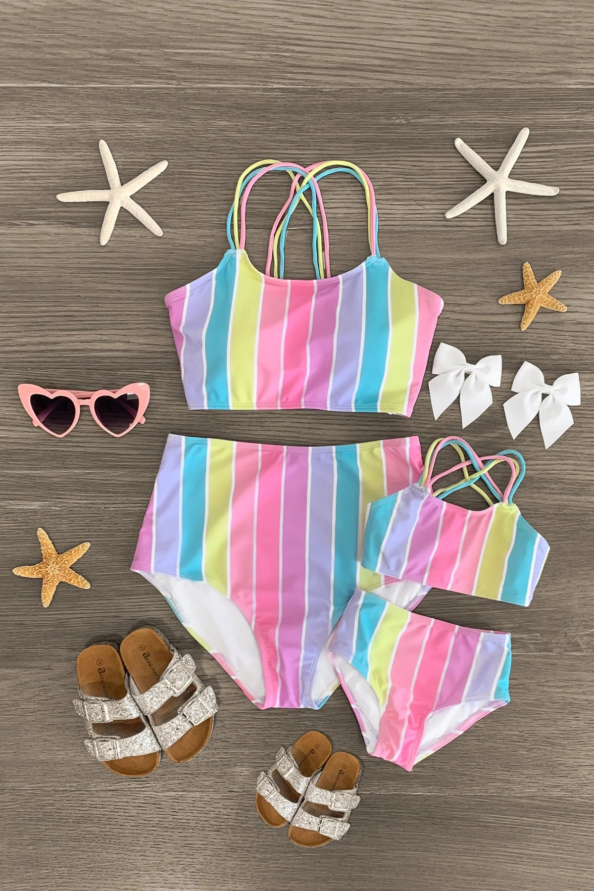 Mom & Me - Pastel Stripe Bikini | Sparkle In Pink