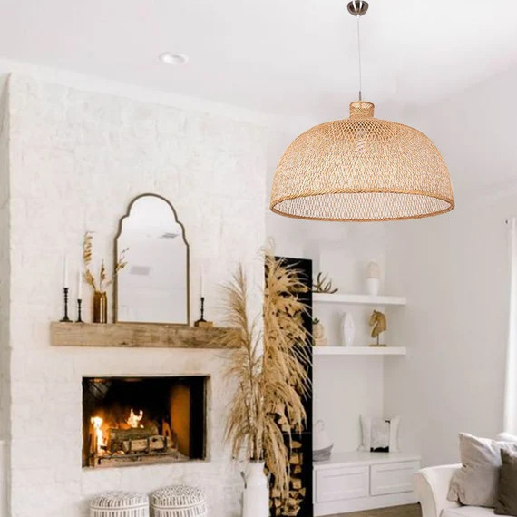 Bamboo Pendant Lighting,Rattan Lampshade,Handmade Lamp Shade,Ceiling Light Shade,Light Fixture,Ru... | Etsy (US)