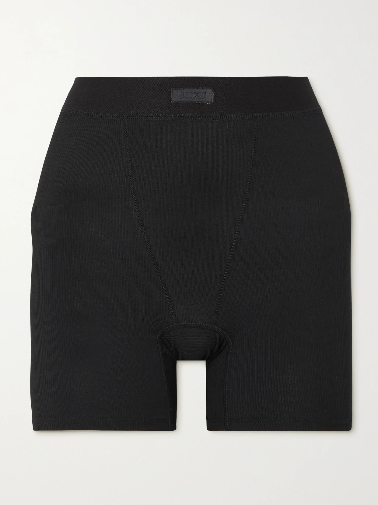 Skims - Soft Lounge Boxer Ribbed Stretch-modal Shorts - Onyx | NET-A-PORTER (US)